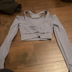 Women's Long Sleeve Crop Top - Light Blue